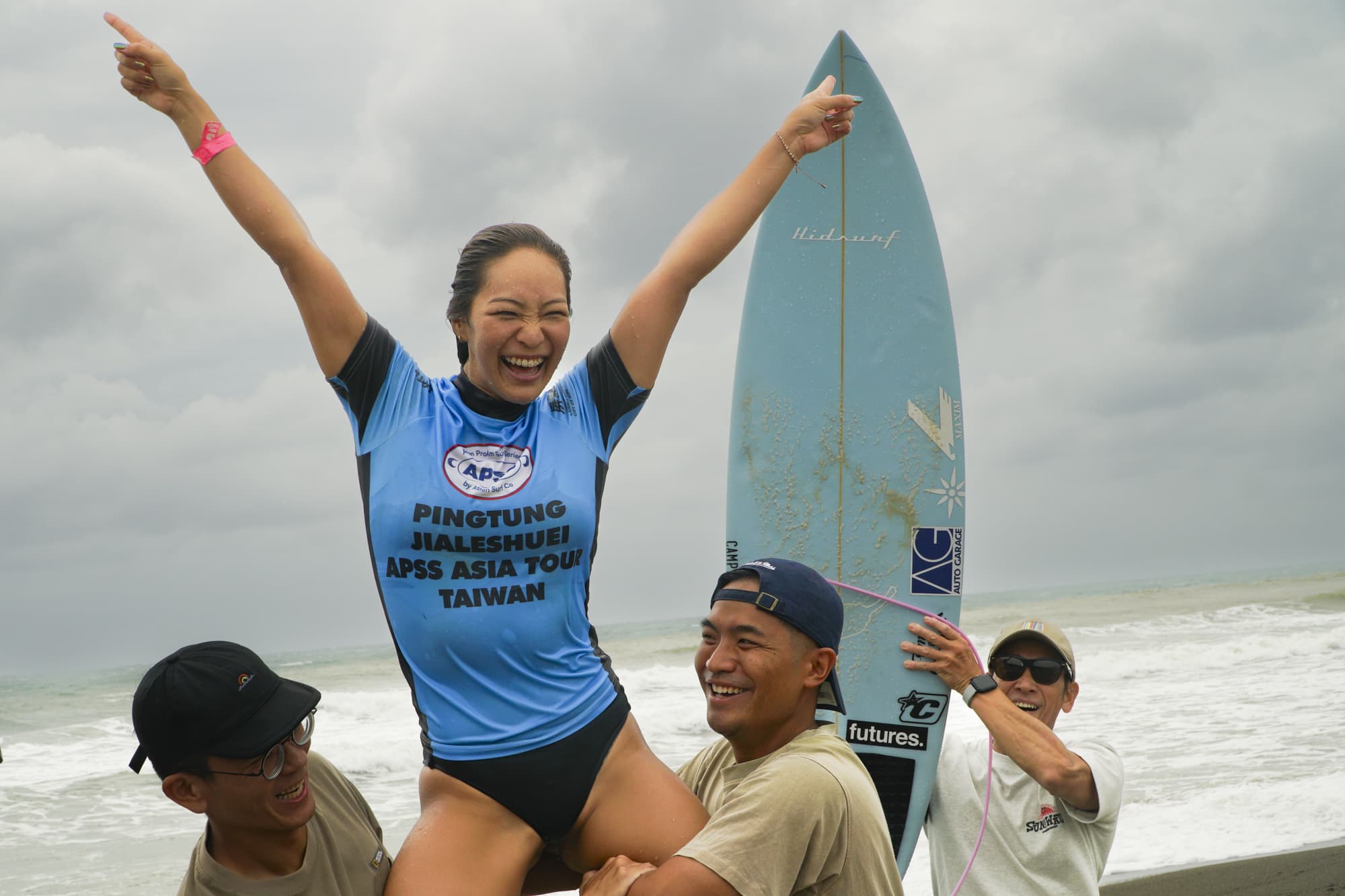 Maiko Miyasaka and Dhany Widianto Win Shortboard Divisions on Day 2 of the 2025 Pingtung Jialeshuei International Surfing Competition in Taiwan